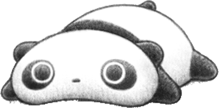 Two droopy pandas flopped on top of each other